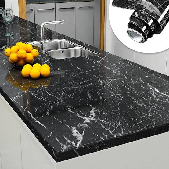 Self Adhesive Marble Sheet For Kitchen / Waterproof Anti Oil & Heat Resistant Wallpaper Sheet